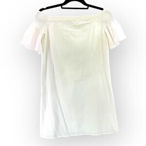Express Off-the-Shoulder White Boho Preppy Minimalist Cotton Dress | Sz S [A102]
